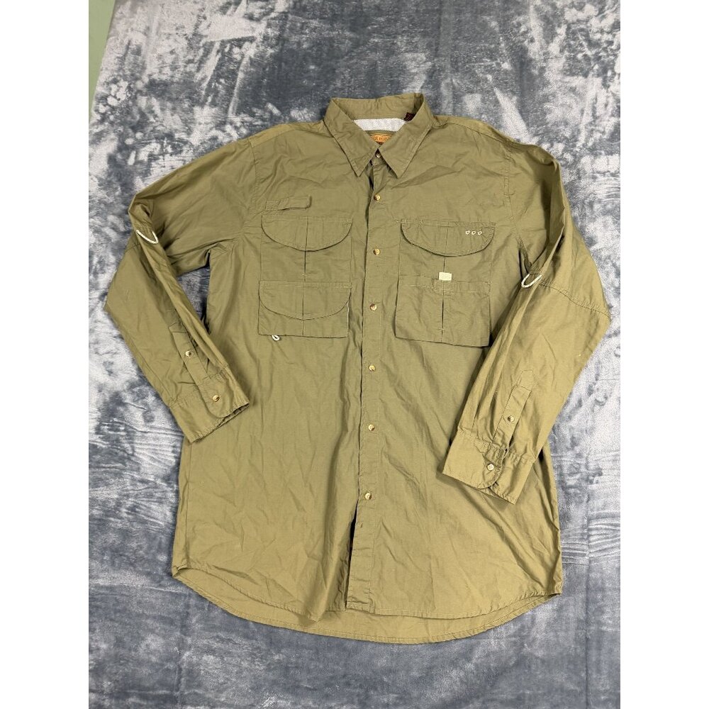 Rock Point Button-Up Olive Fishing Shirt With Multiple Pockets 4XL